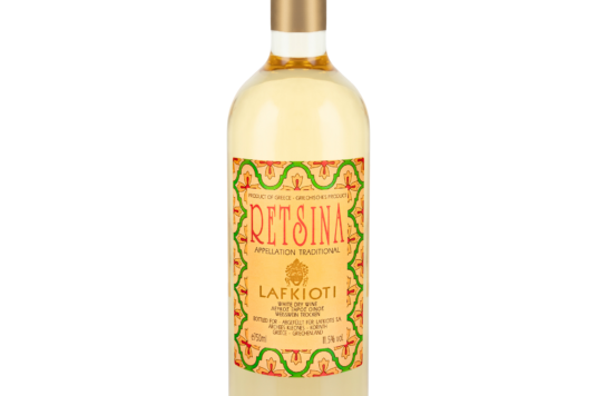 greckie wino biale wytrawne Retsina klasyczna w przezroczystej butelce